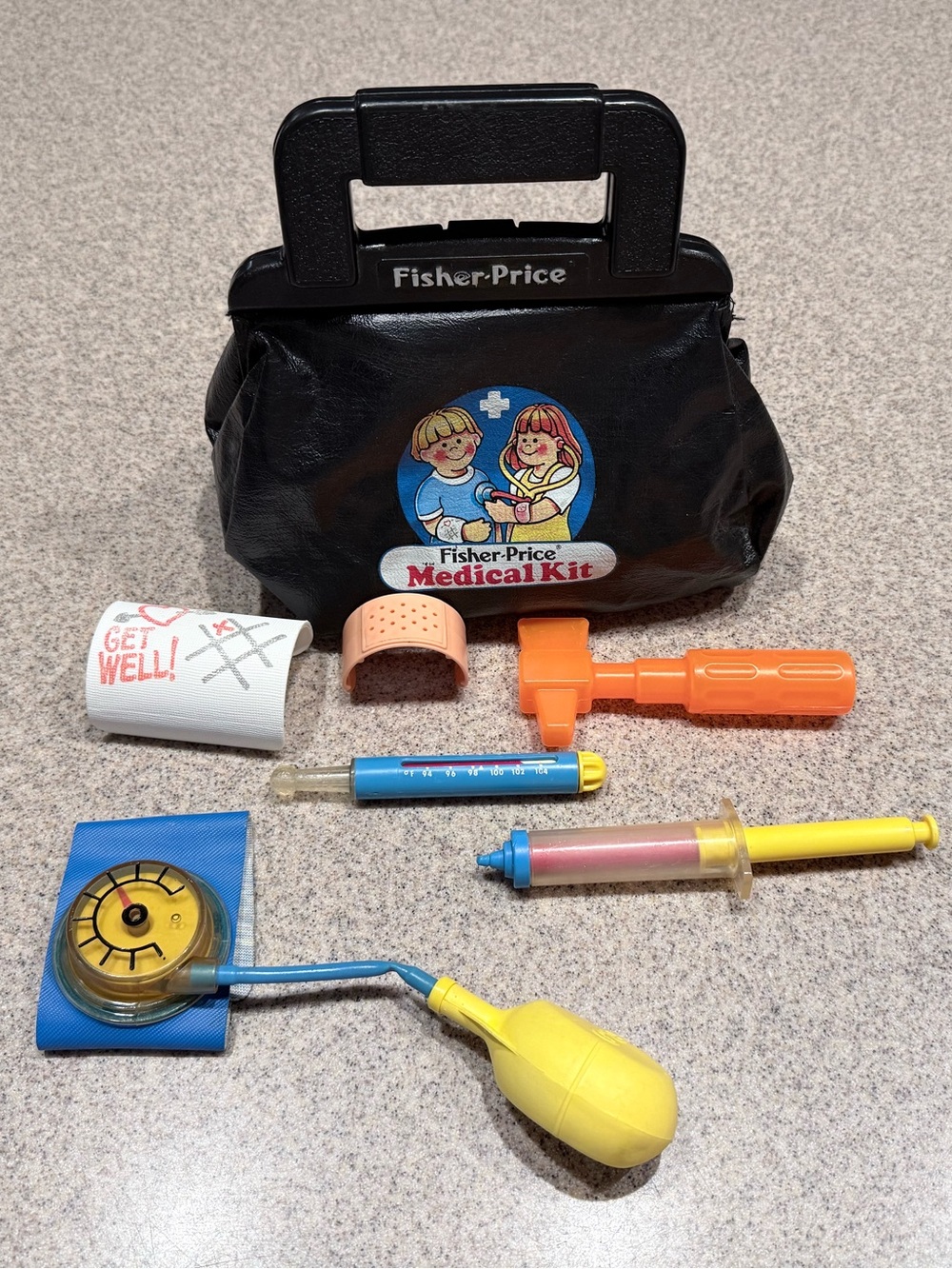 Vintage 1987 Fisher-Price Medical Kit  Doctor Bag Toy Set